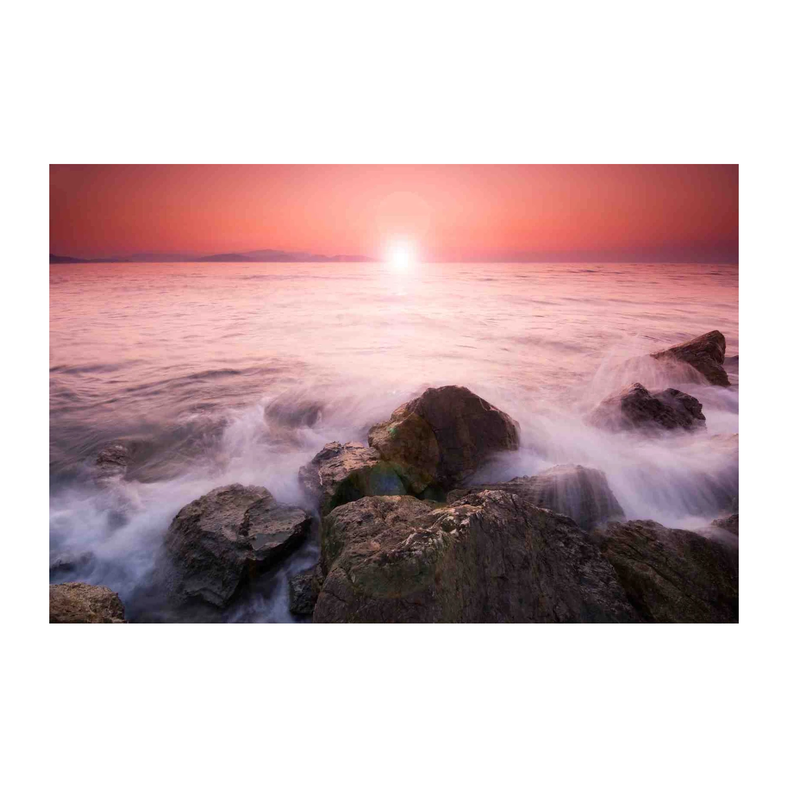 Serene Sunset Ocean Rocks Wall Art