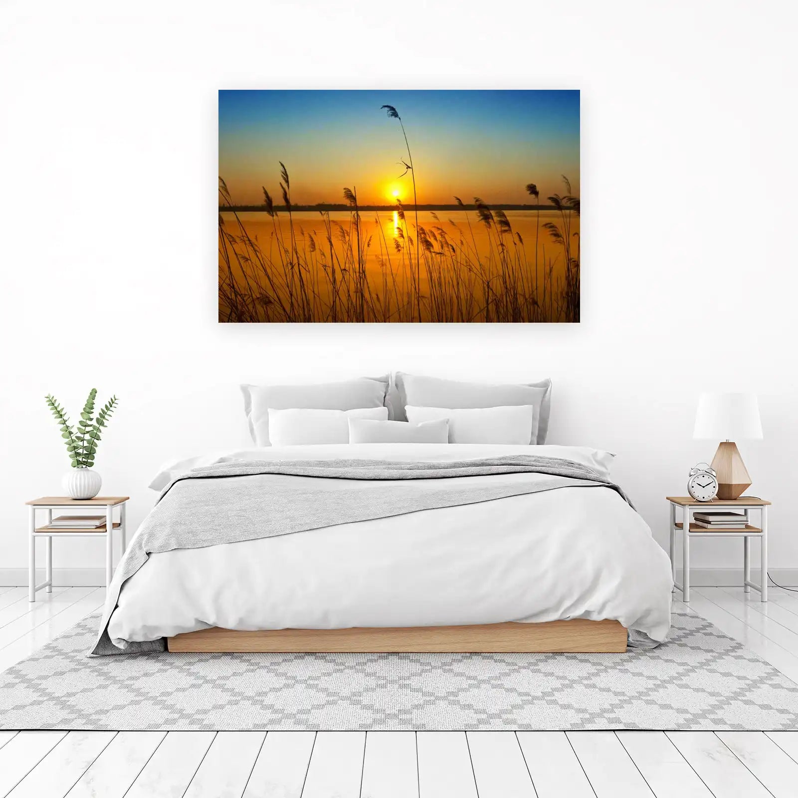 Golden Sunset Reeds Wall Art