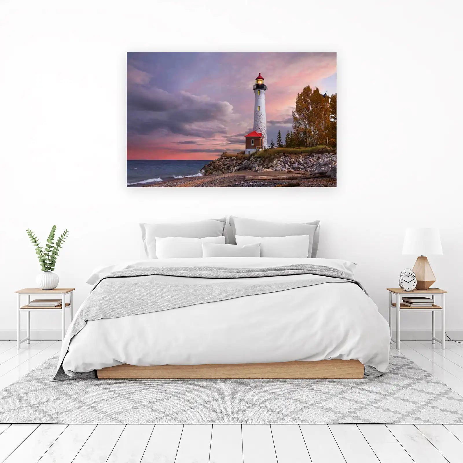 Majestic Lighthouse Sunset Coastal Wall Art Wall Art