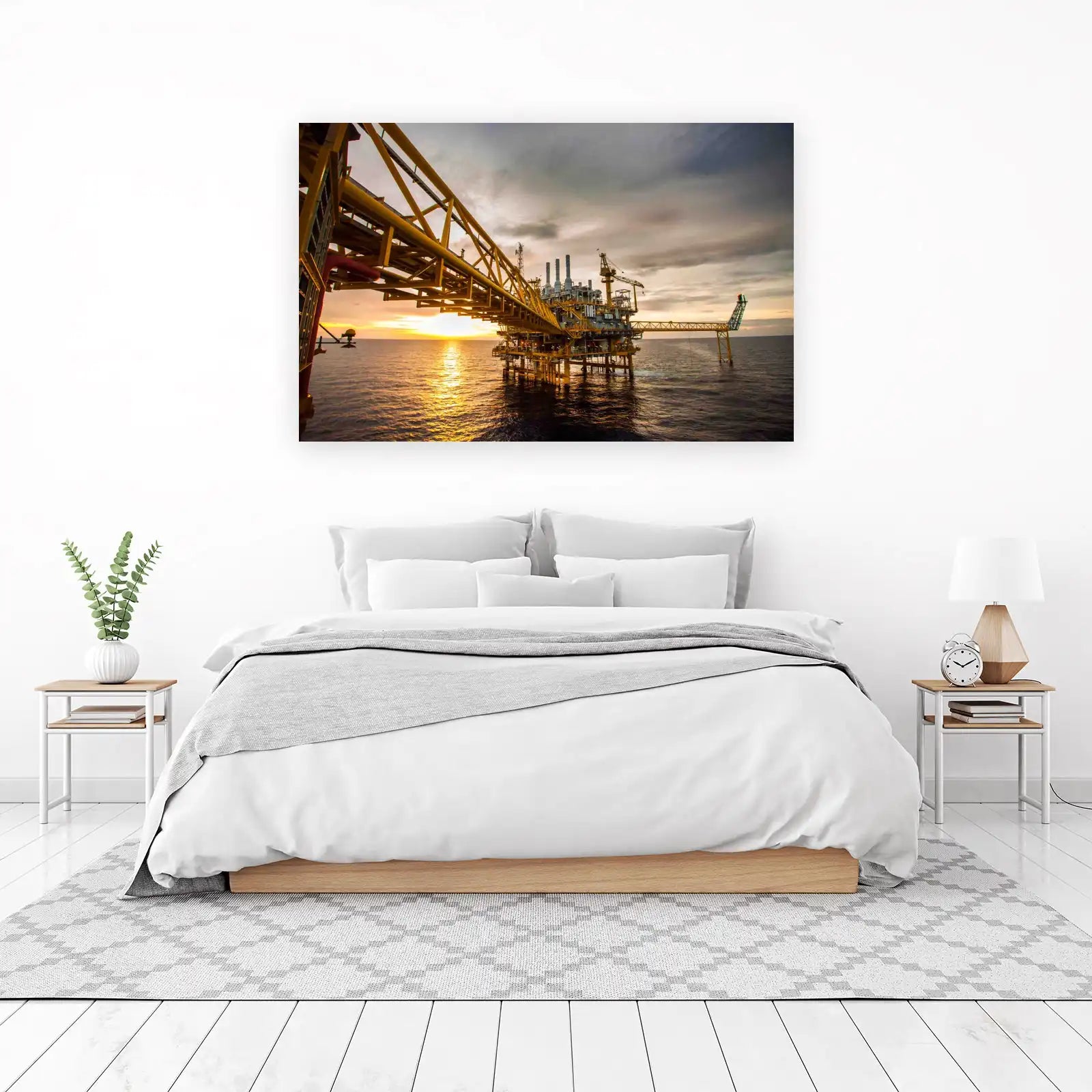 Golden Hour Offshore Rig Wall Art