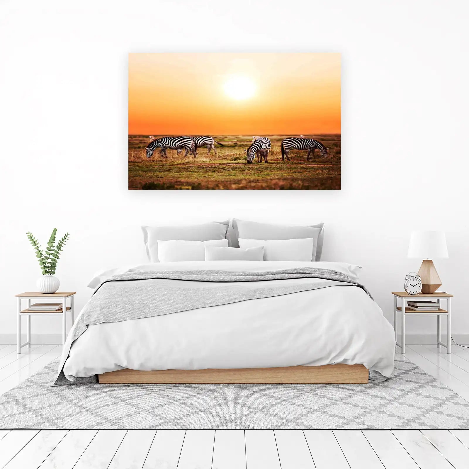 African Sunset Zebras Safari Wall Art