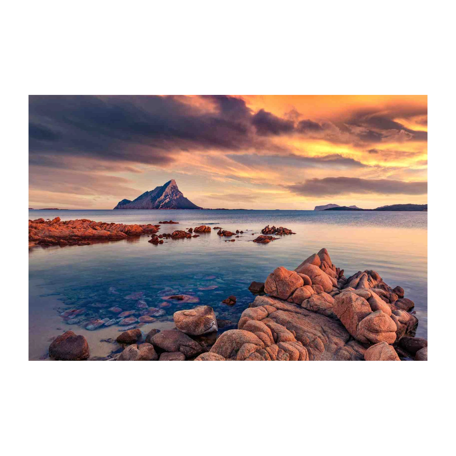 Dramatic Sunset Coastal Rocks Wall Art