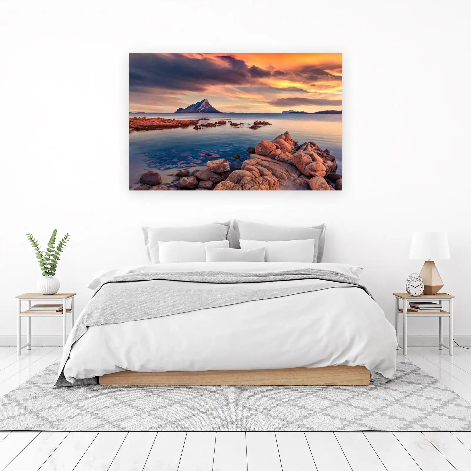 Dramatic Sunset Coastal Rocks Wall Art
