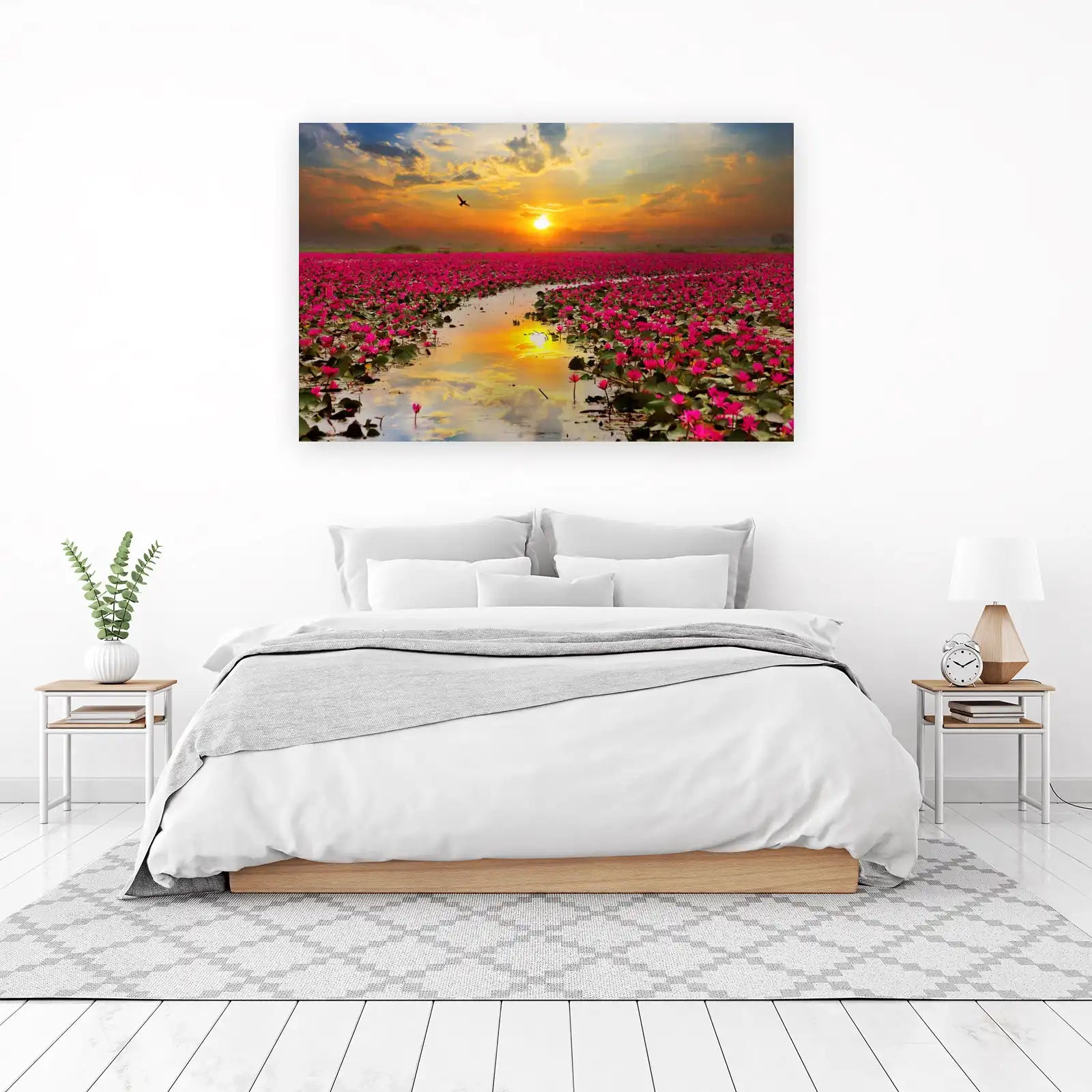Pink Lotus Sunrise Serenity Wall Art