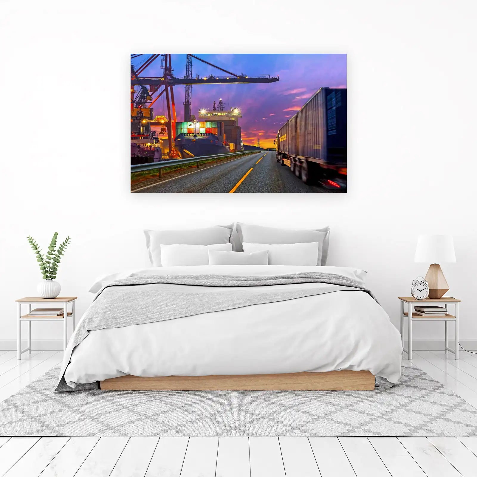 Global Shipping Logistics at Dusk Wall Art
