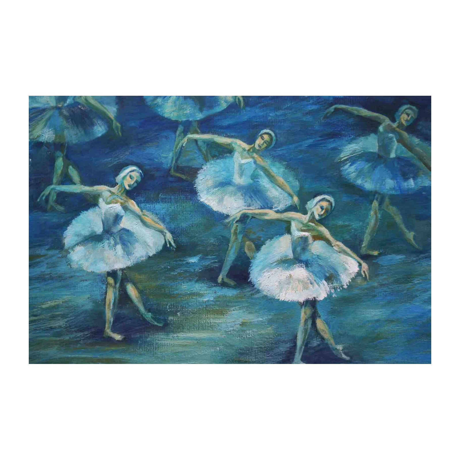 Elegant Ballet Dancers Blue Wall Art