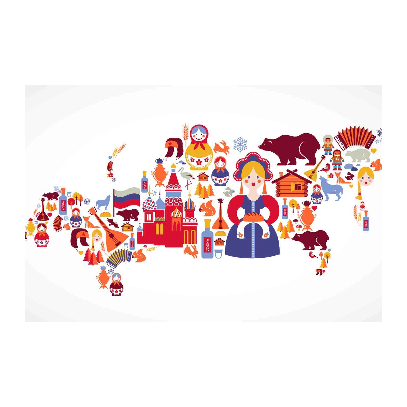 Vibrant Russia Map Collage Wall Art
