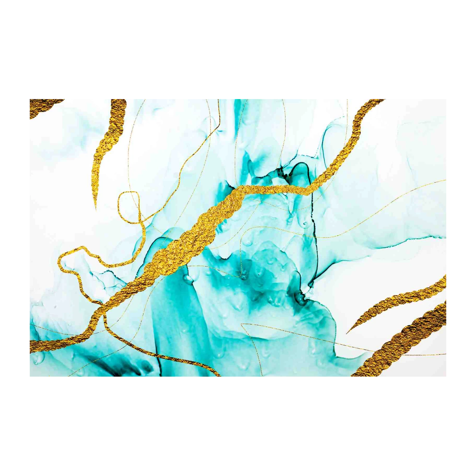 Abstract Gold & Teal Fluid Art Wall Art
