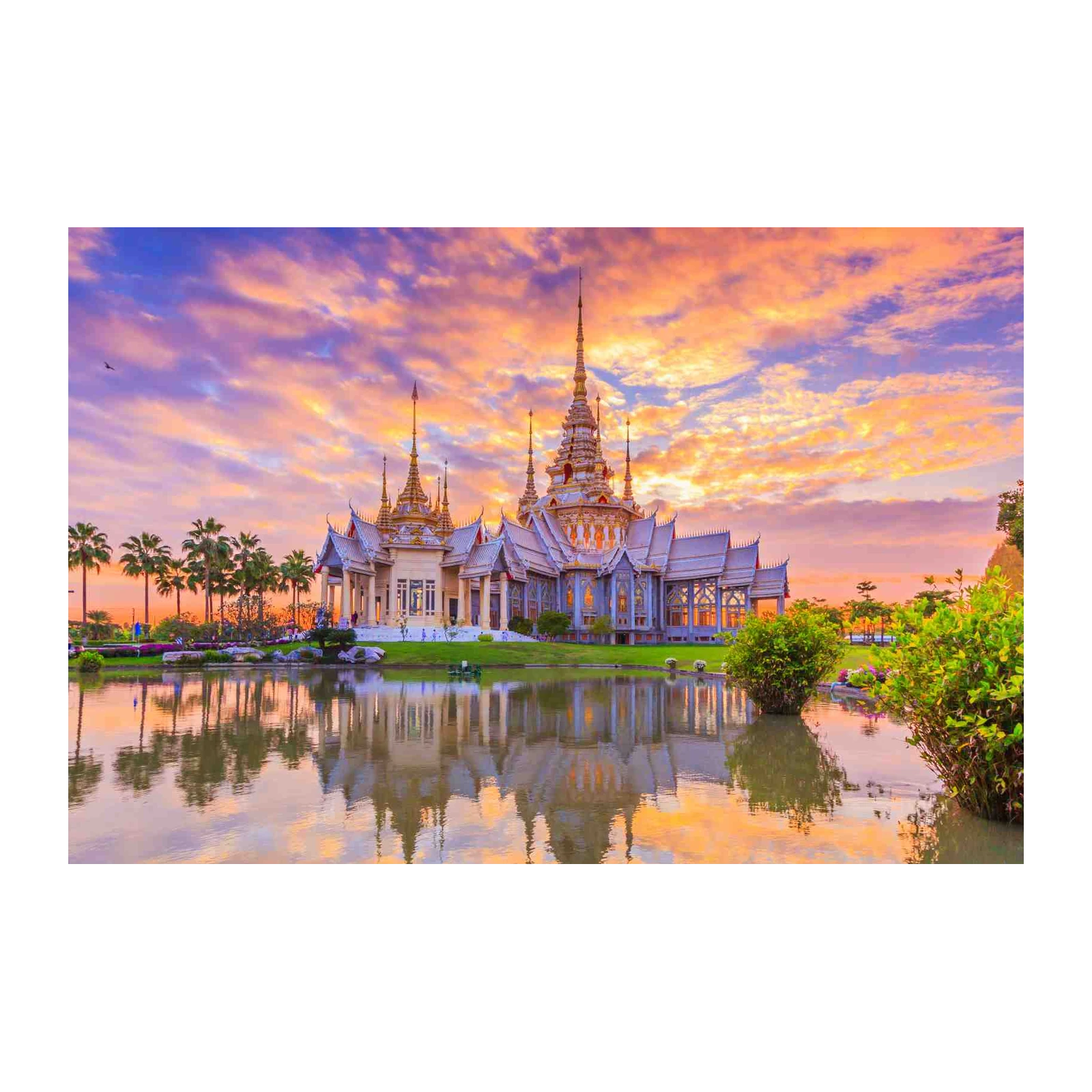 Serene Thai Temple Sunset Wall Art