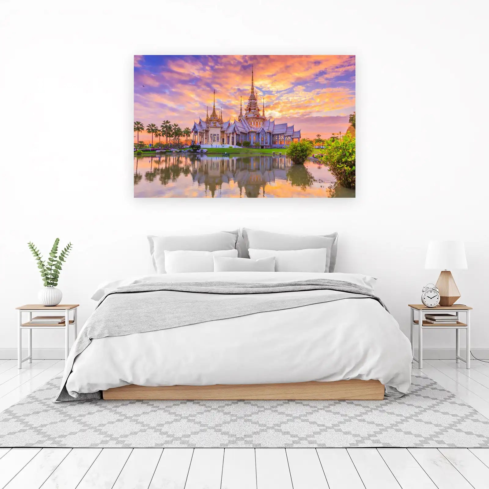 Serene Thai Temple Sunset Wall Art