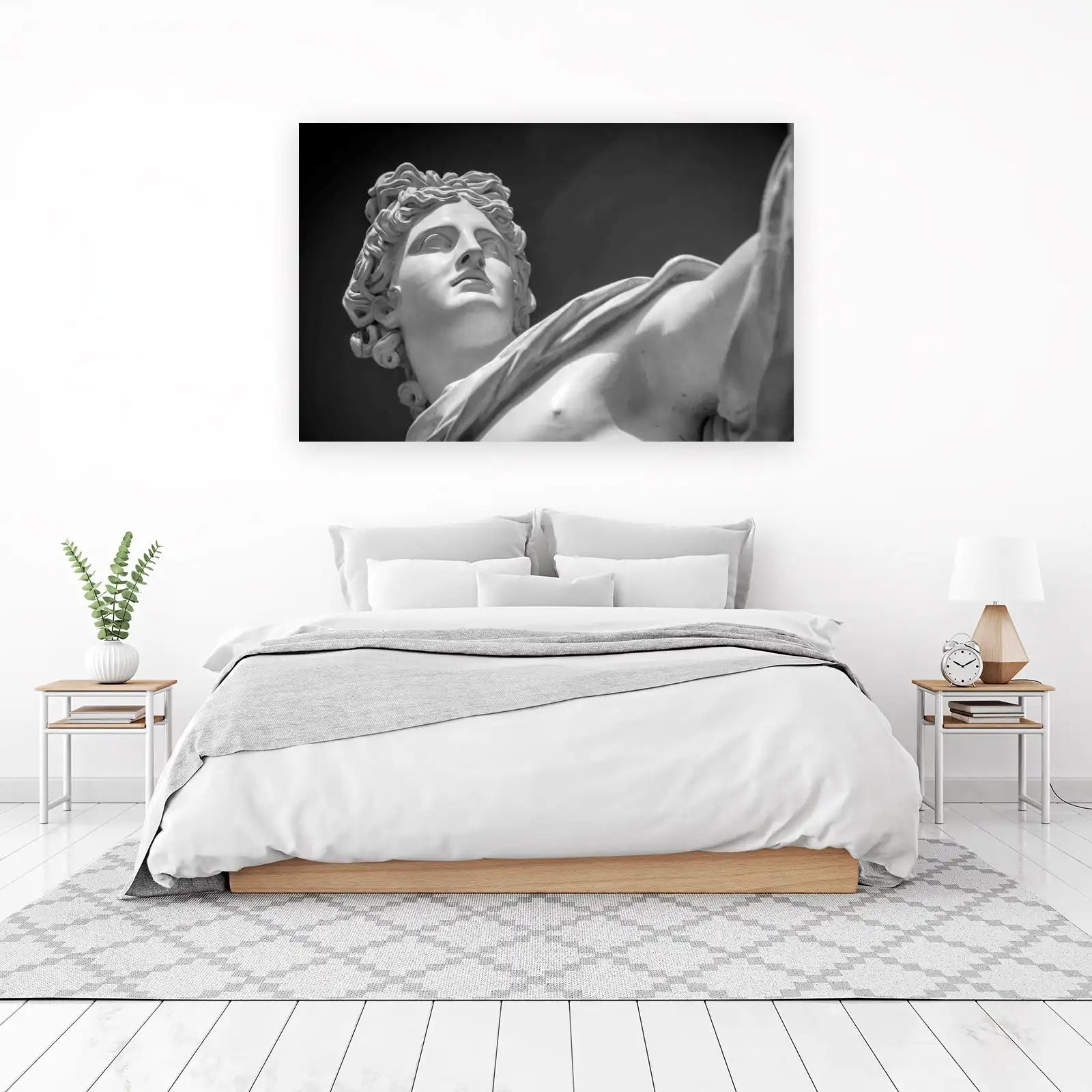 Elegant Apollo Statue Black & White Wall Art