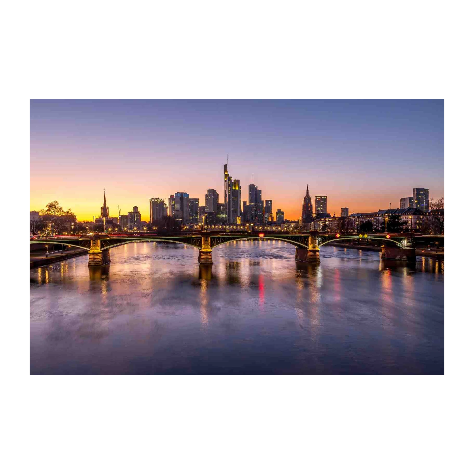Frankfurt Skyline Bridge Sunset Wall Art