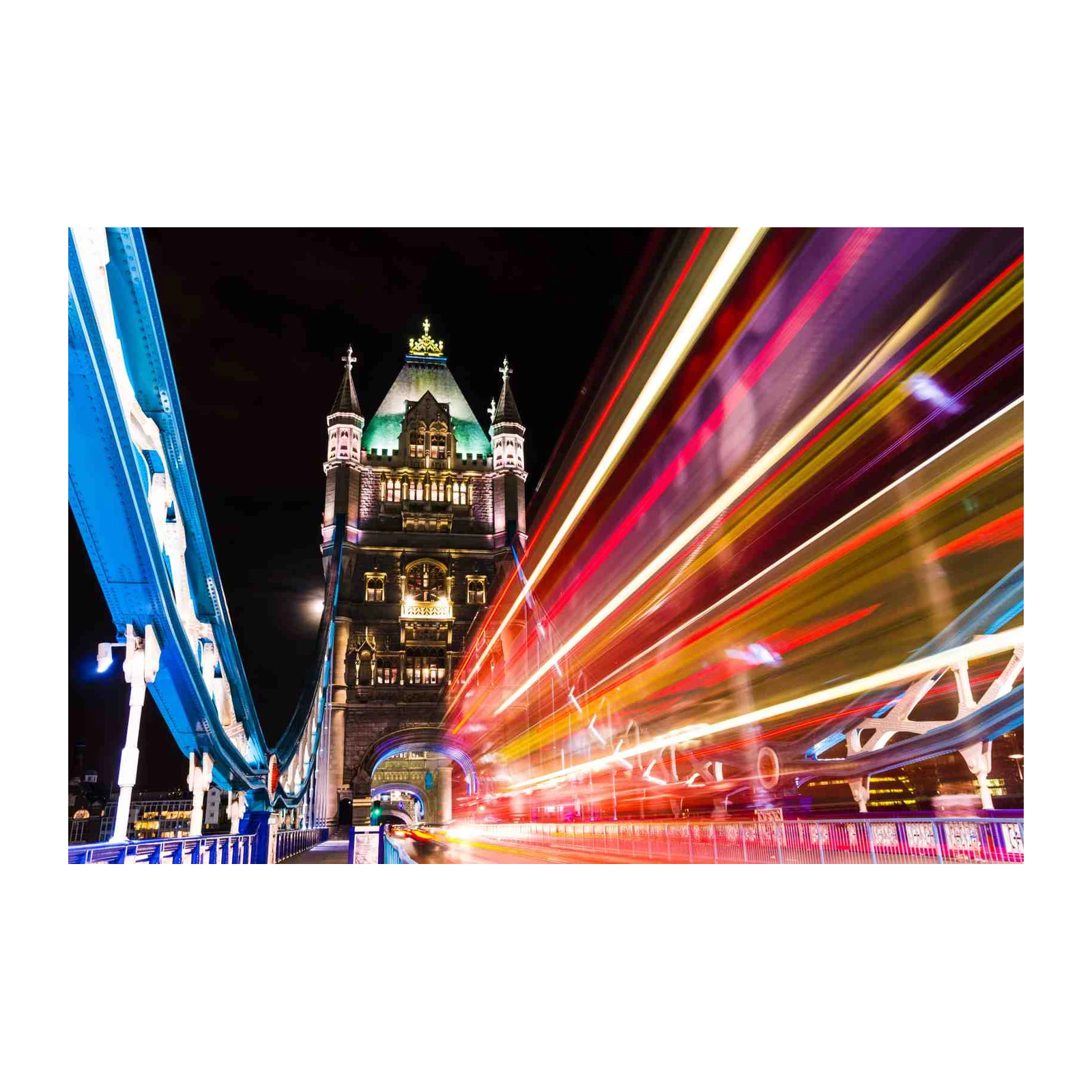 London Tower Bridge Night Traffic Wall Art
