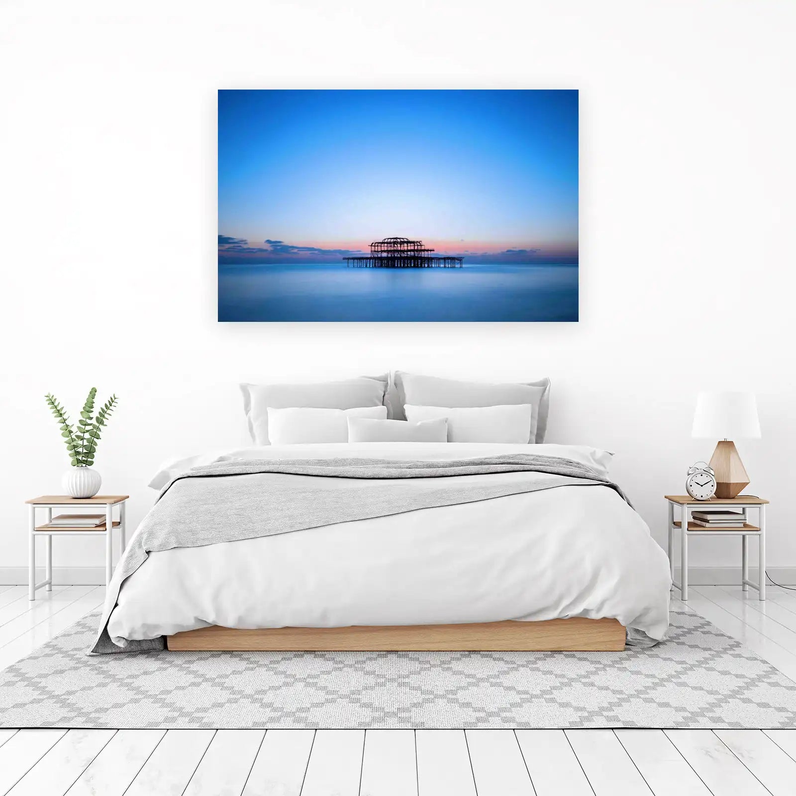 Serene Coastal Sunset Pier Wall Art