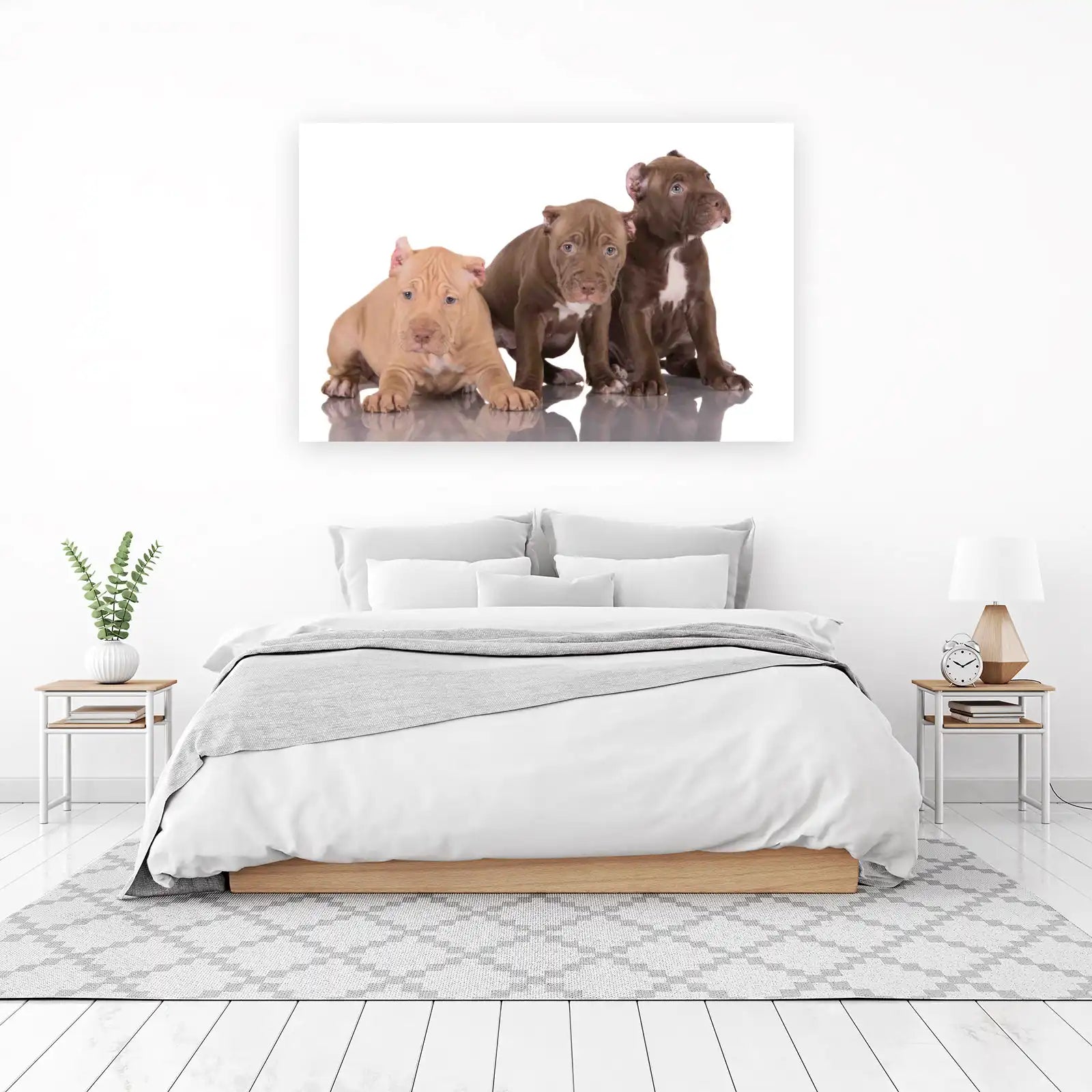 Adorable Pitbull Puppy Trio Wall Art
