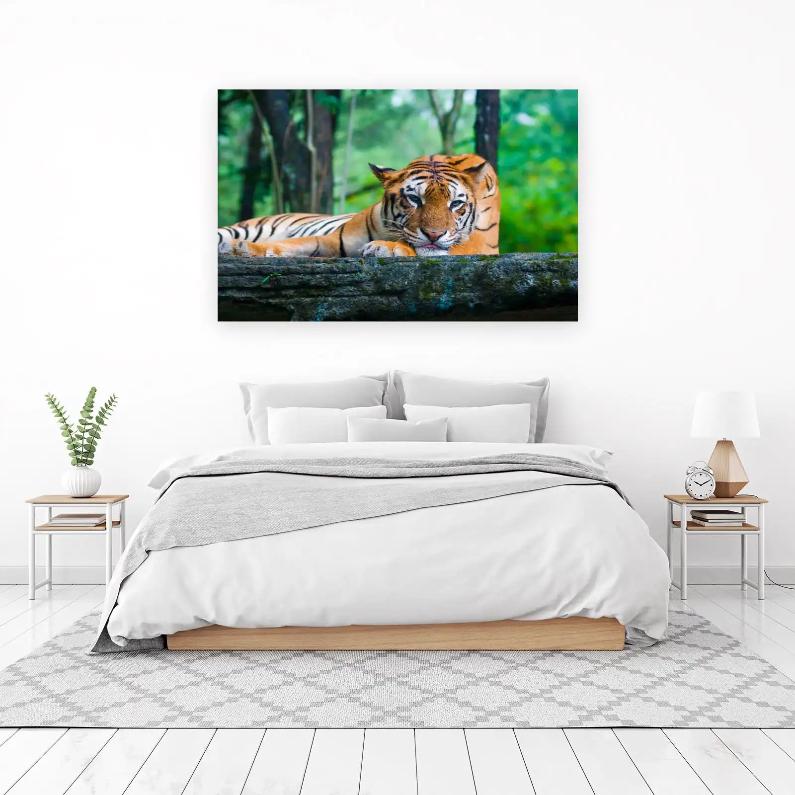 Majestic Tiger Resting on Rocks Wall Art