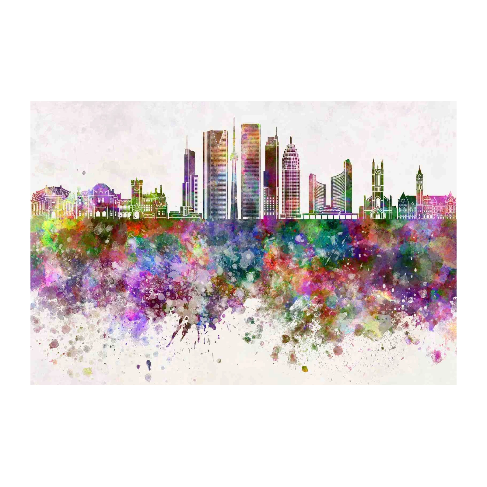 Vibrant Watercolor Cityscape Wall Art