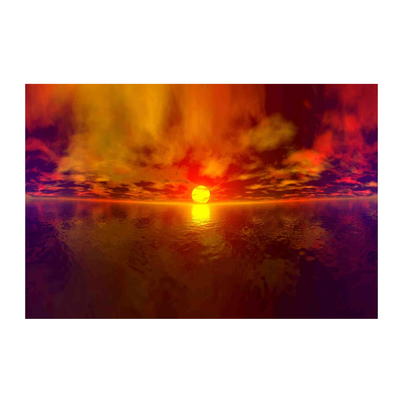 Fiery Sunset Ocean View Wall Art