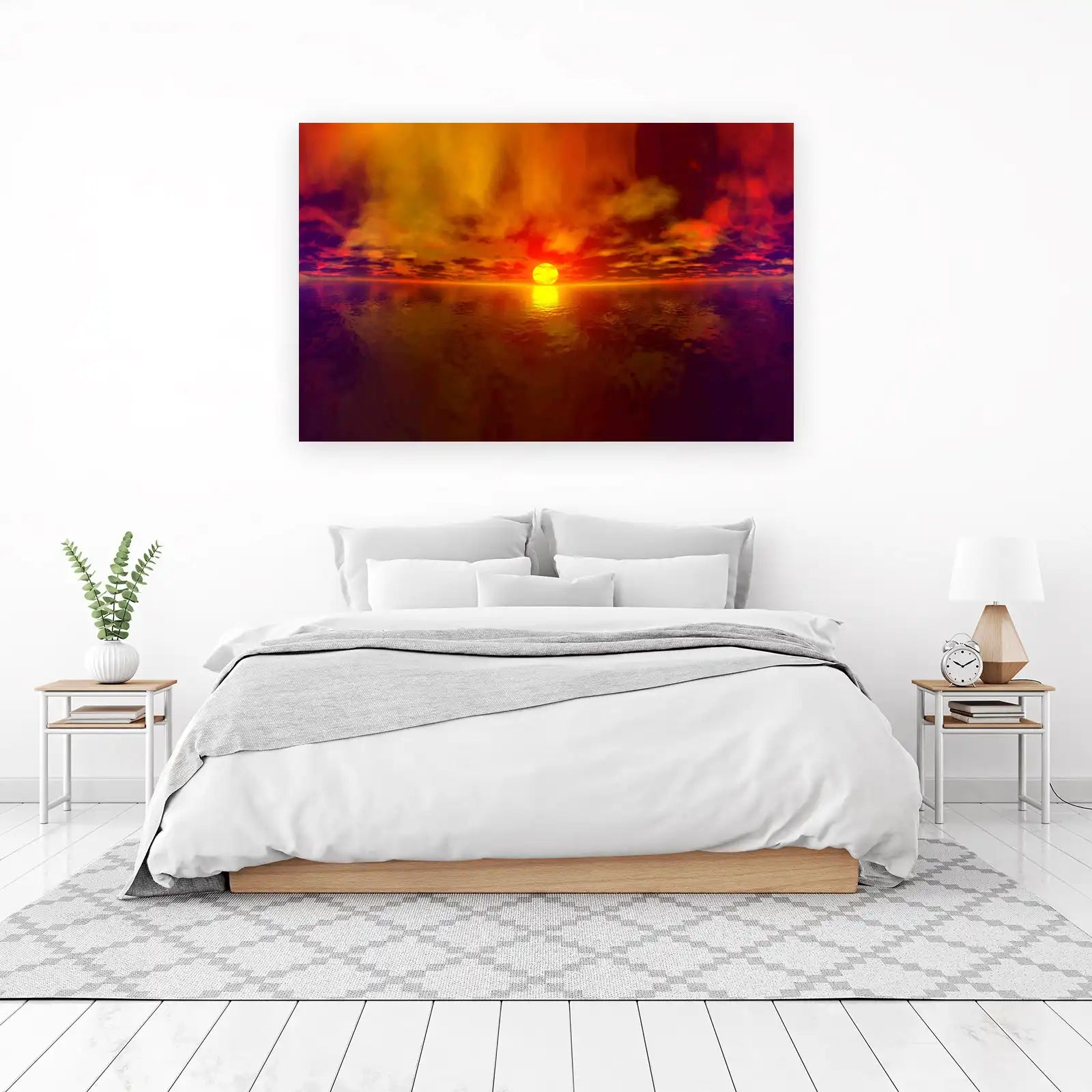 Fiery Sunset Ocean View Wall Art