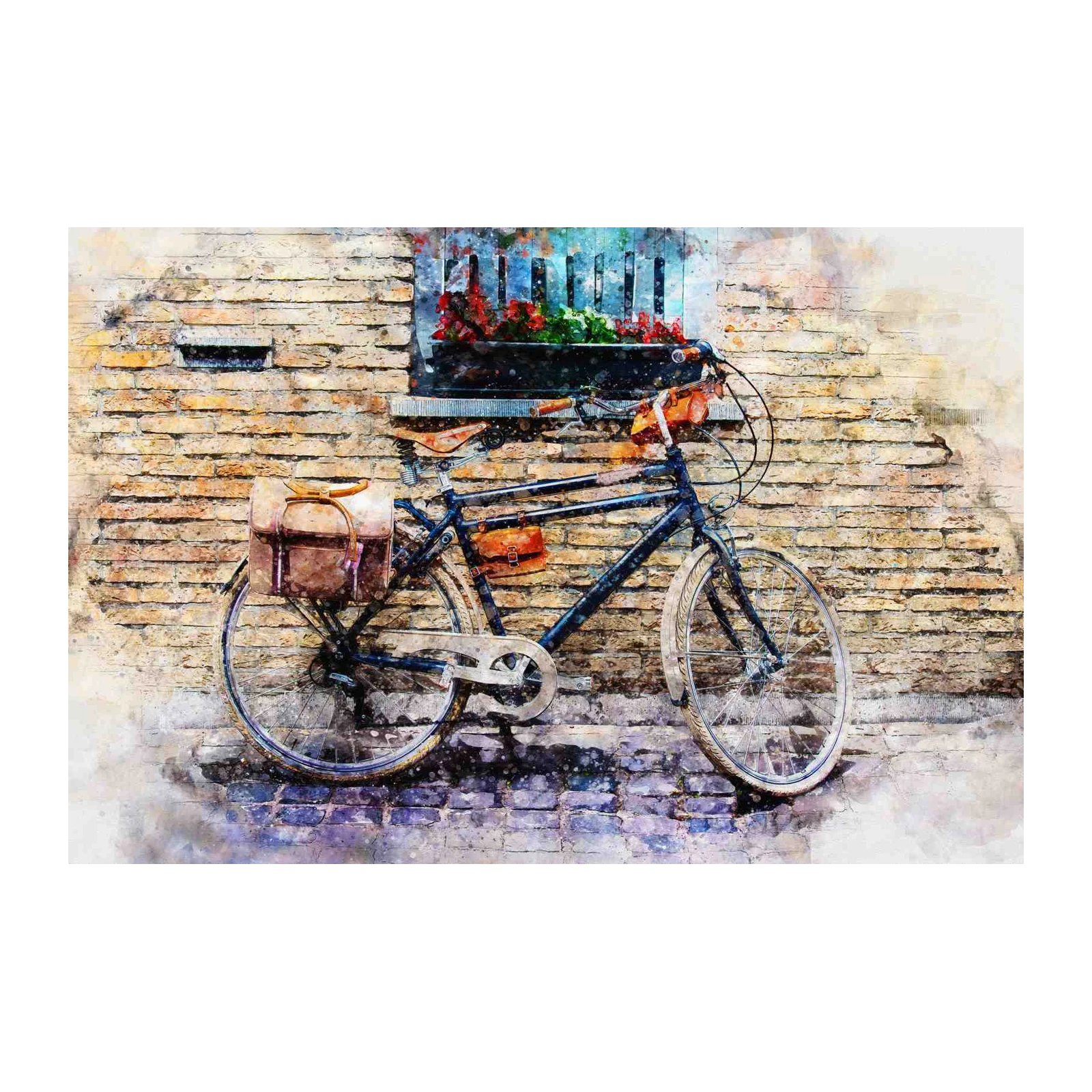 Vintage Bicycle Street Scene Wall Art