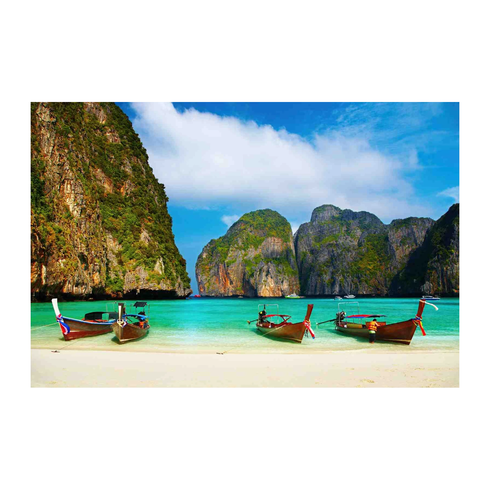 Tropical Beach Paradise Longtail Boats Wall Art