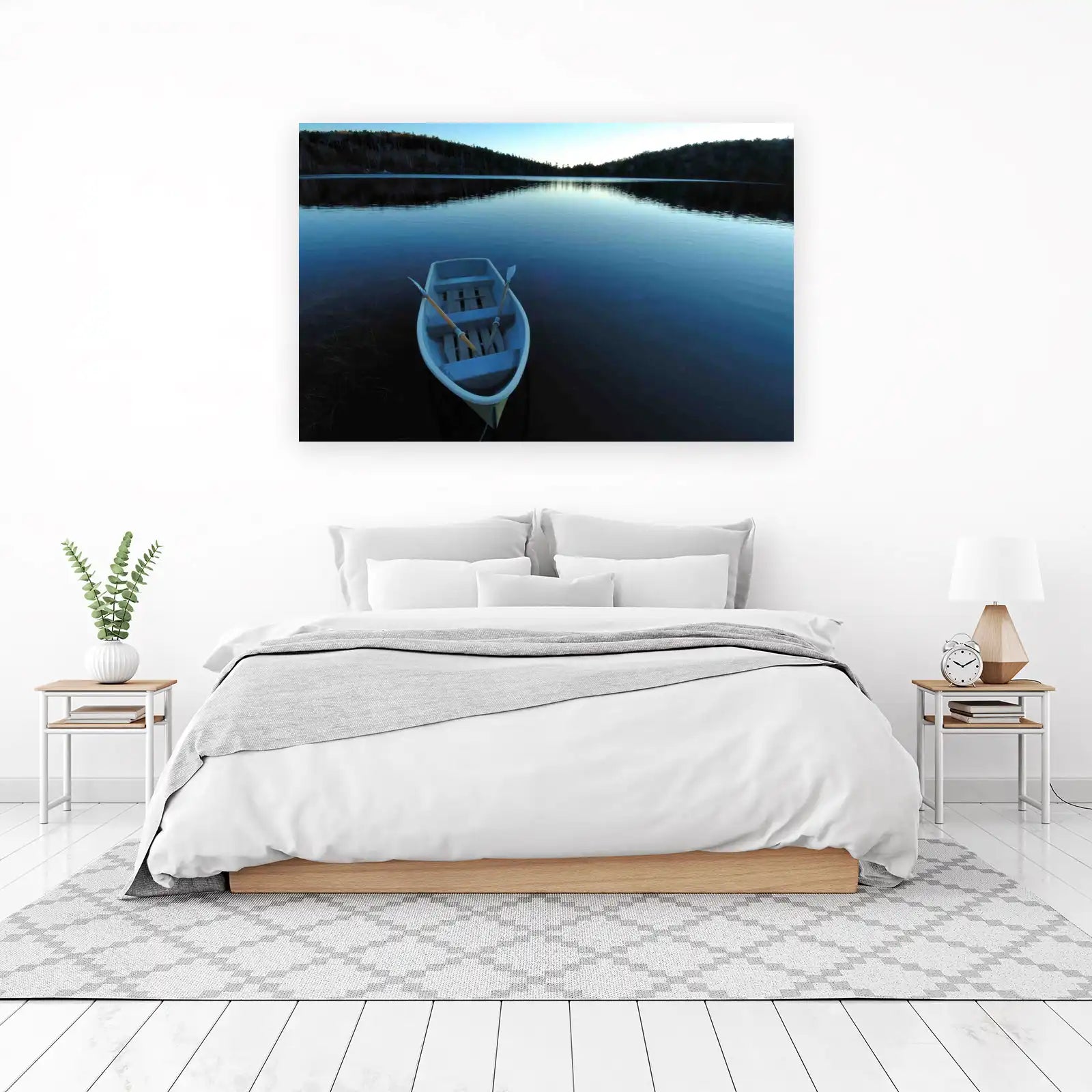 Serene Lake Rowboat Wall Art