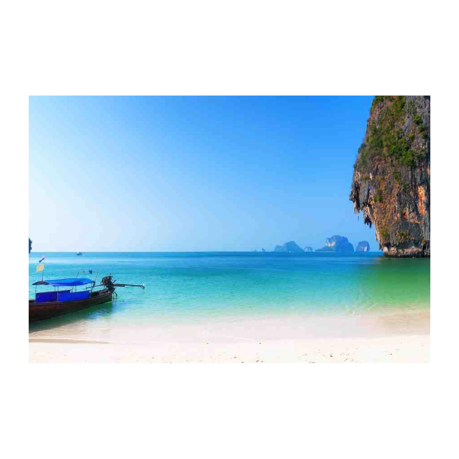 Tranquil Thai Beach Longtail Boat Wall Art