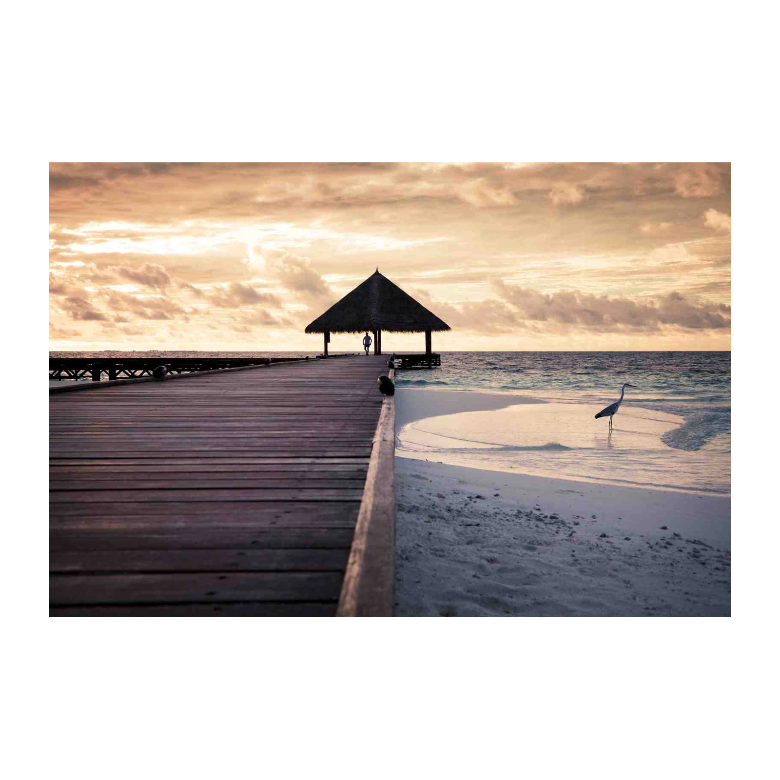 Tranquil Beach Sunset Pier Wall Art