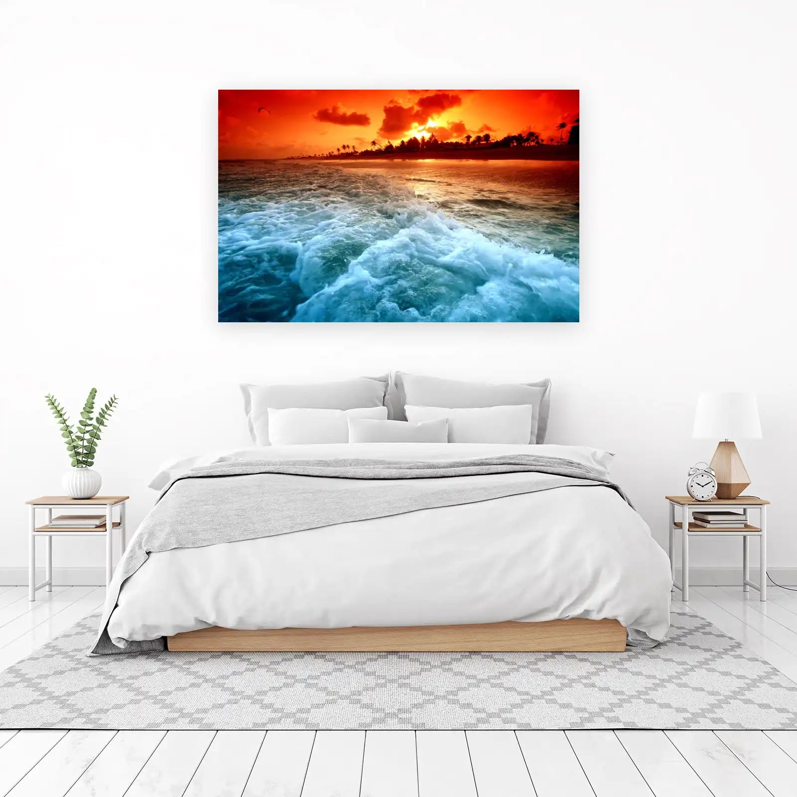 Vibrant Sunset Beach Wave Wall Art