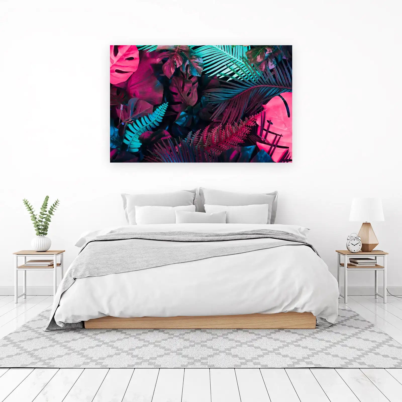 Vibrant Tropical Leaves Neon Wall Art