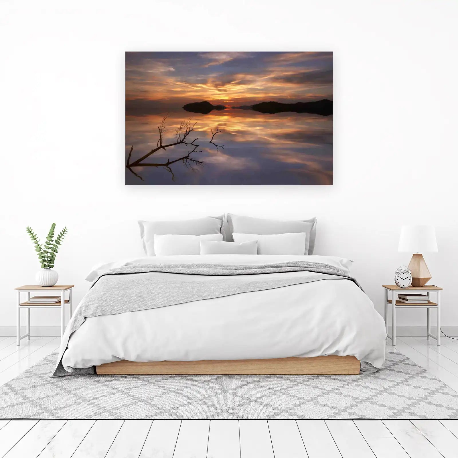 Serene Sunset Reflection Landscape Wall Art