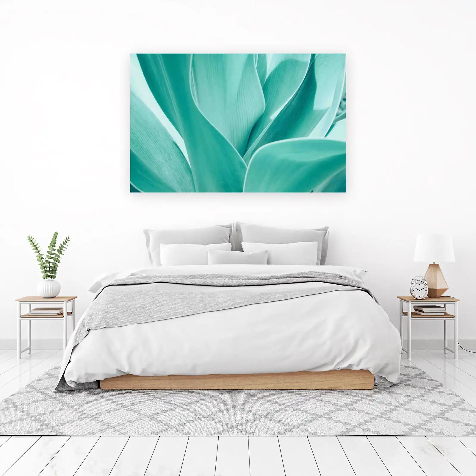 Abstract Teal Agave Leaves Wall Art