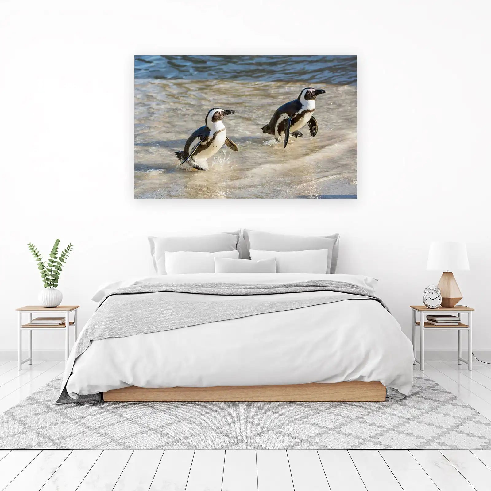 Playful Penguins Splash Beach Wall Art