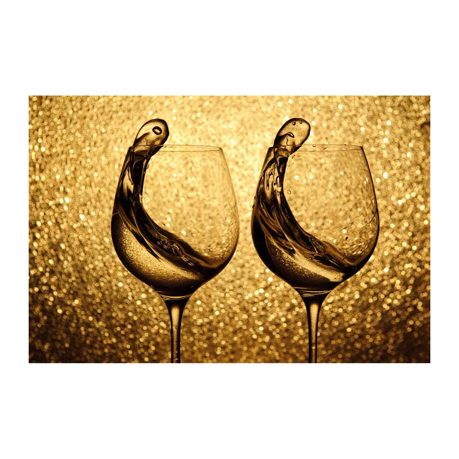Golden Splash Wine Glasses Wall Art