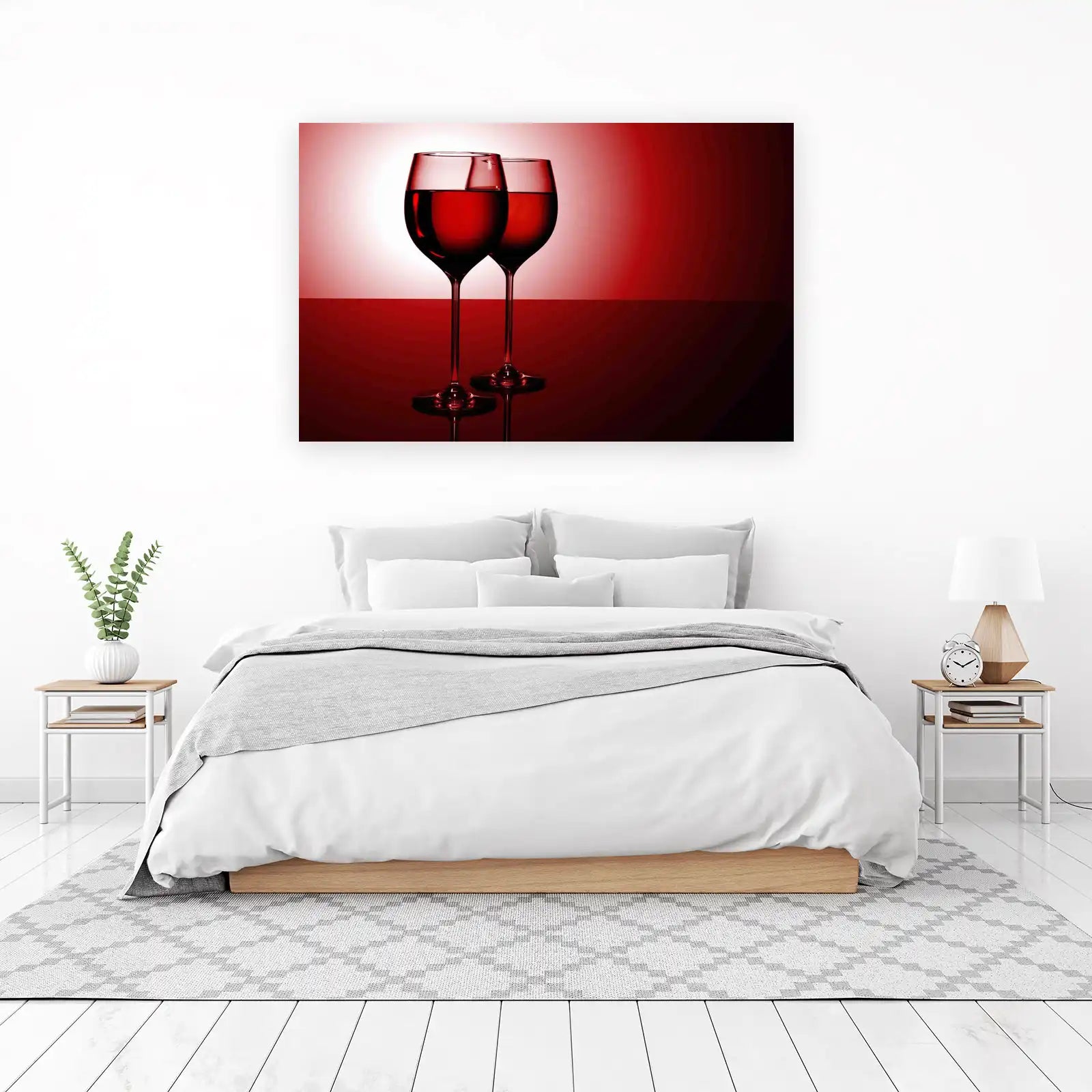 Elegant Red Wine Glasses Wall Art