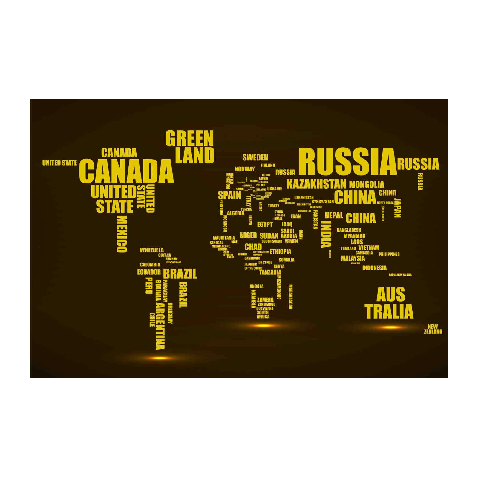 Global Typography World Map Wall Art