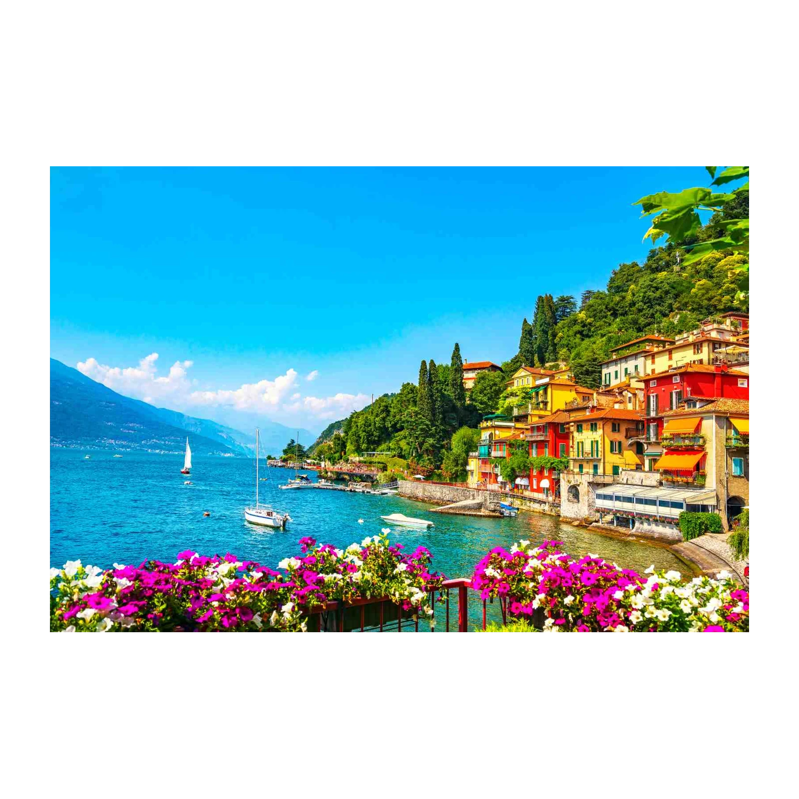 Vibrant Italian Lake Town Wall Art