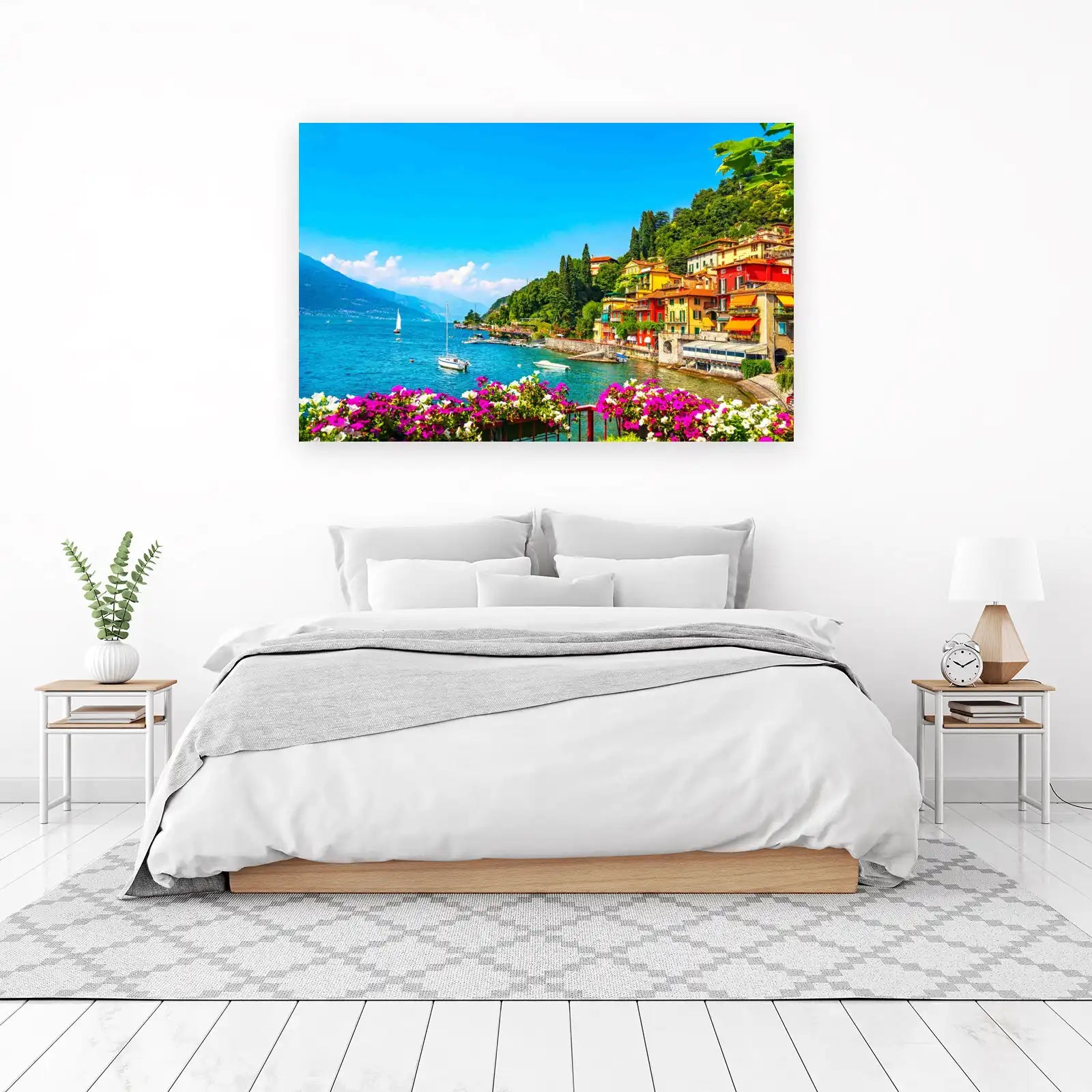 Vibrant Italian Lake Town Wall Art