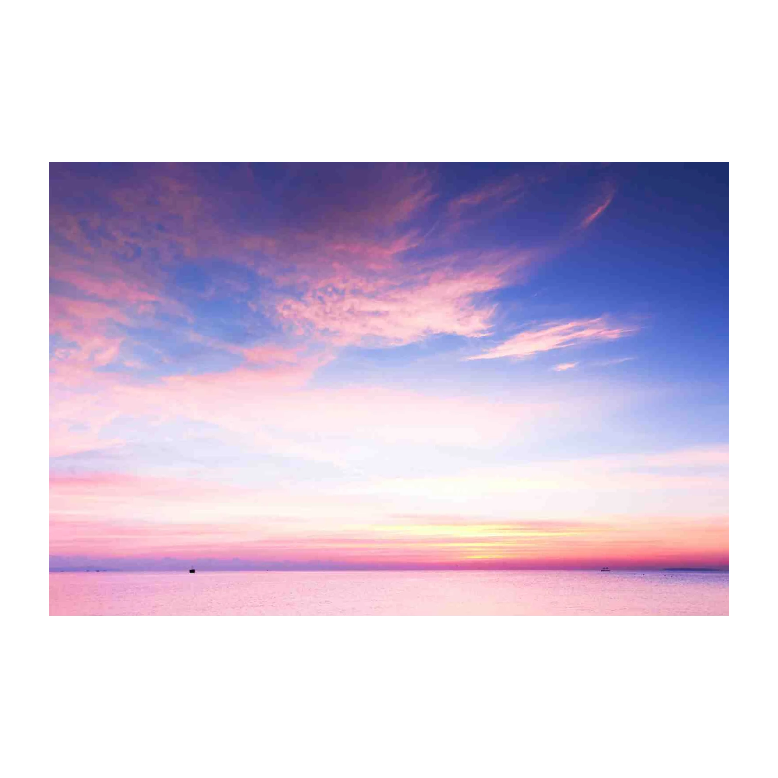 Serene Pink & Blue Sky Ocean Sunset Wall Art