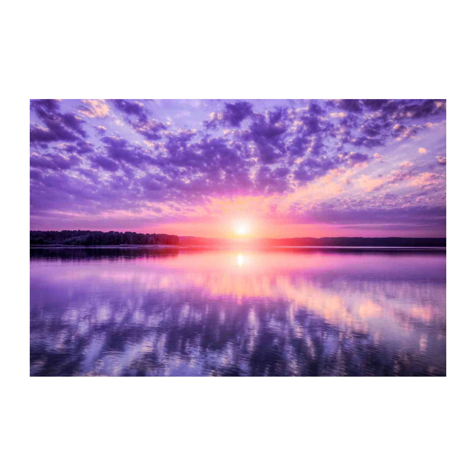 Serene Sunset Lake Purple Sky Wall Art