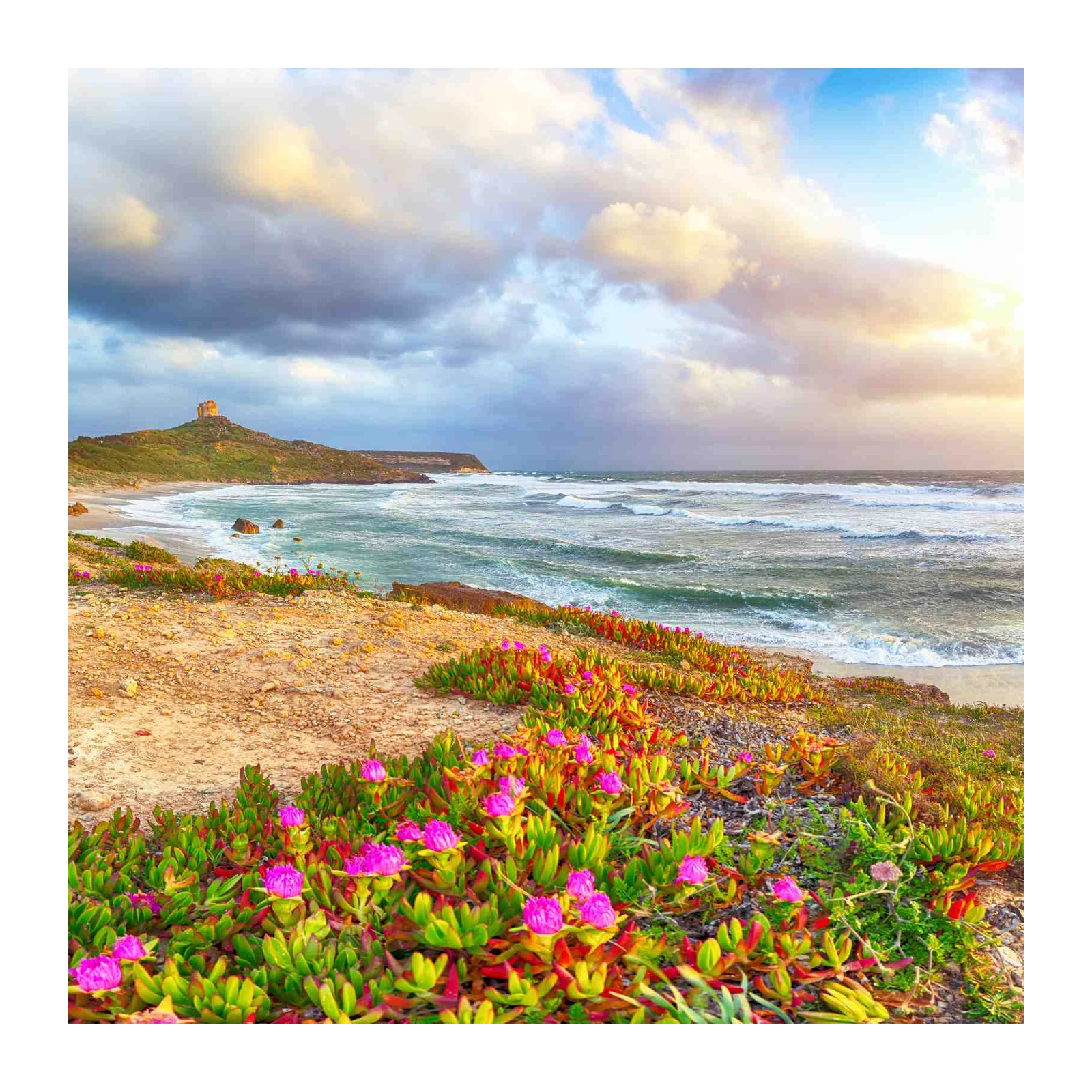 Coastal Serenity: Sardinia Beach & Tower Wall Art