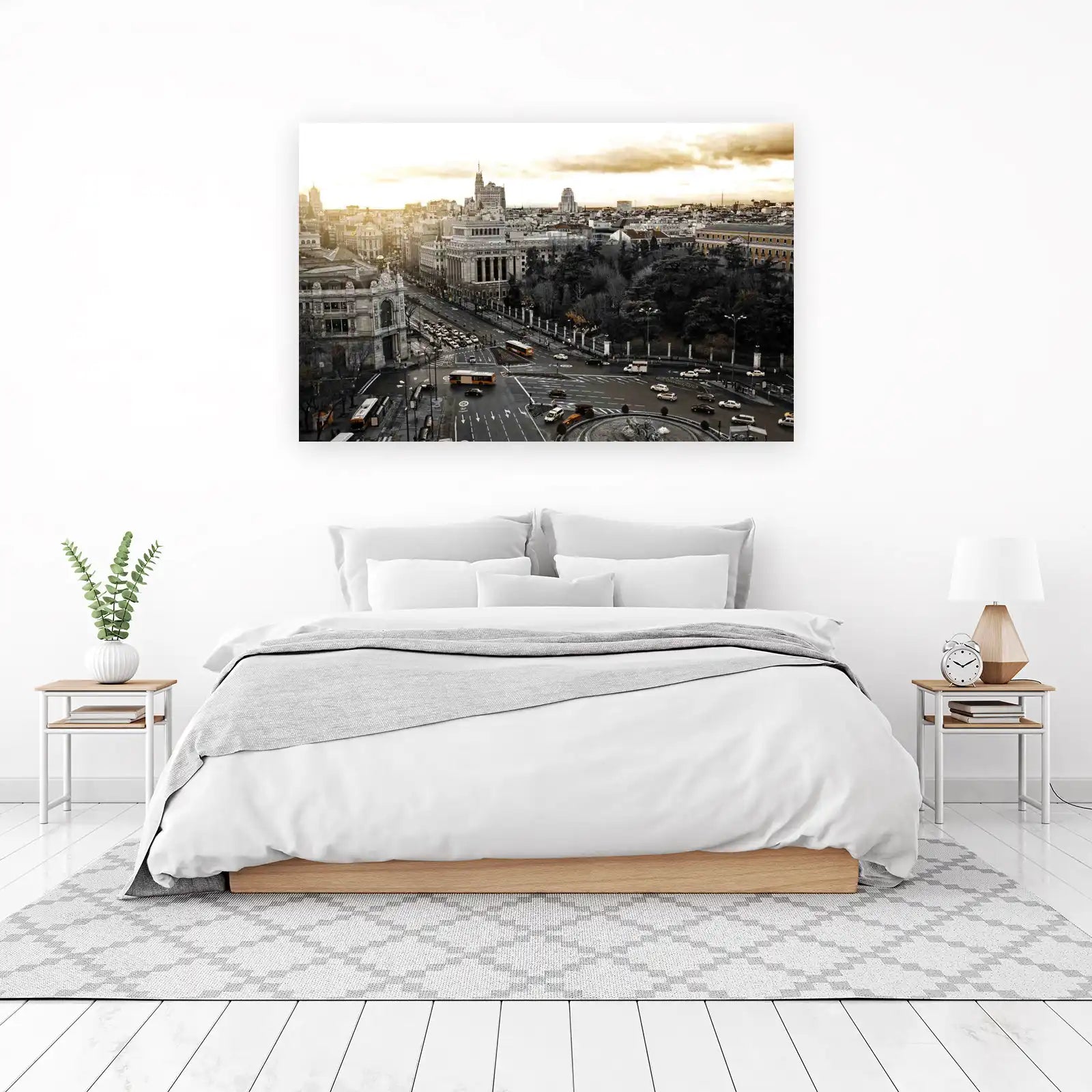 Madrid Cityscape Gold Hue Wall Art