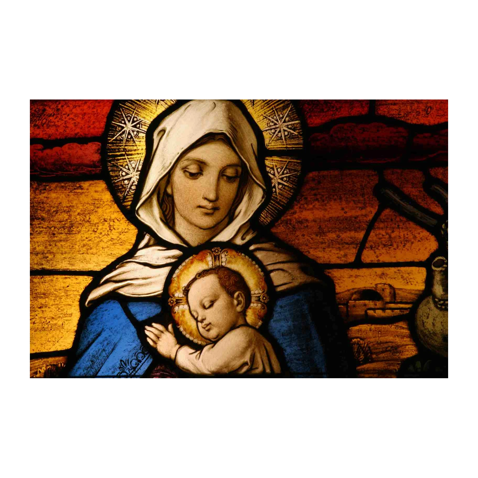 Madonna and Child Stained Glass Wall Art