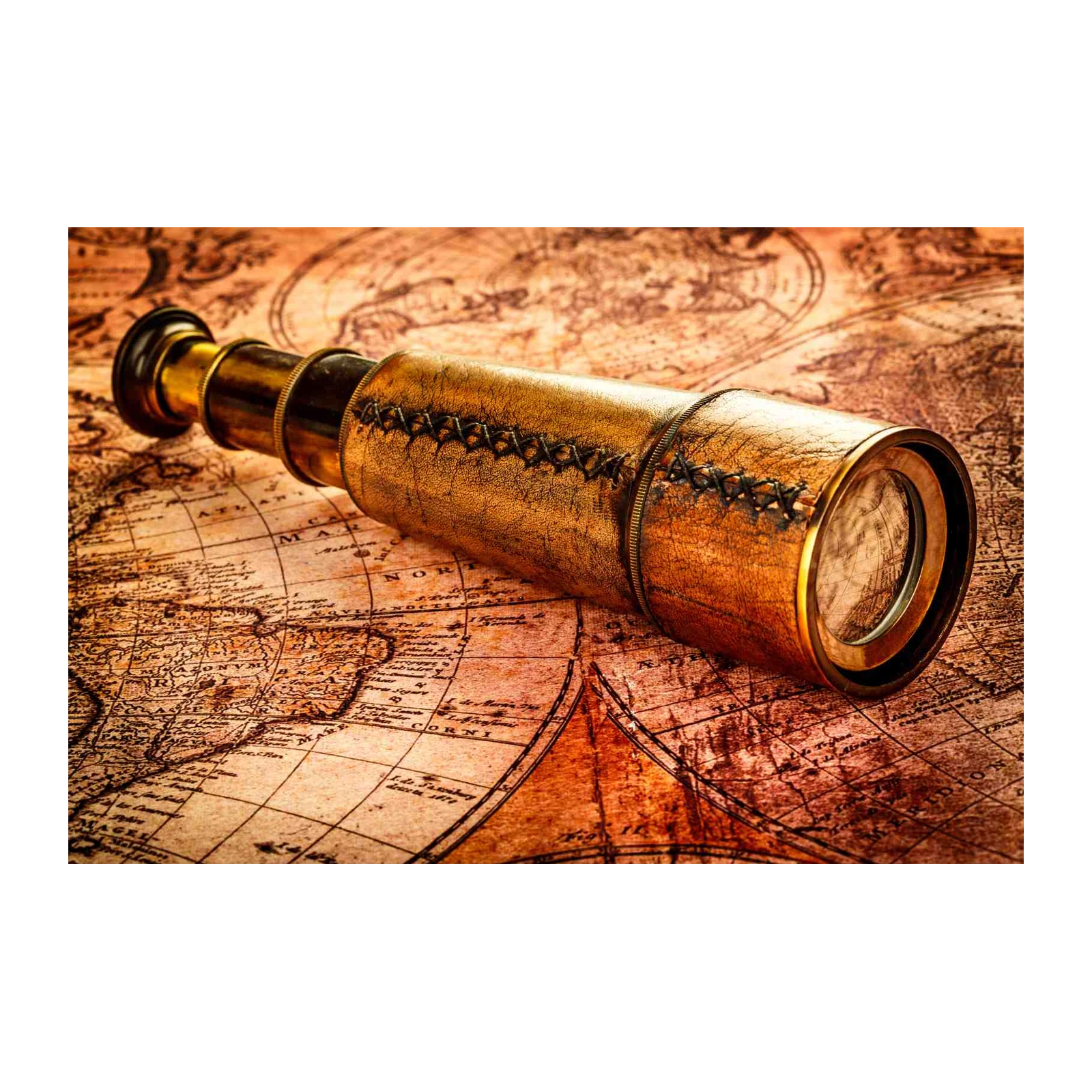 Antique Spyglass Adventure Map Wall Art