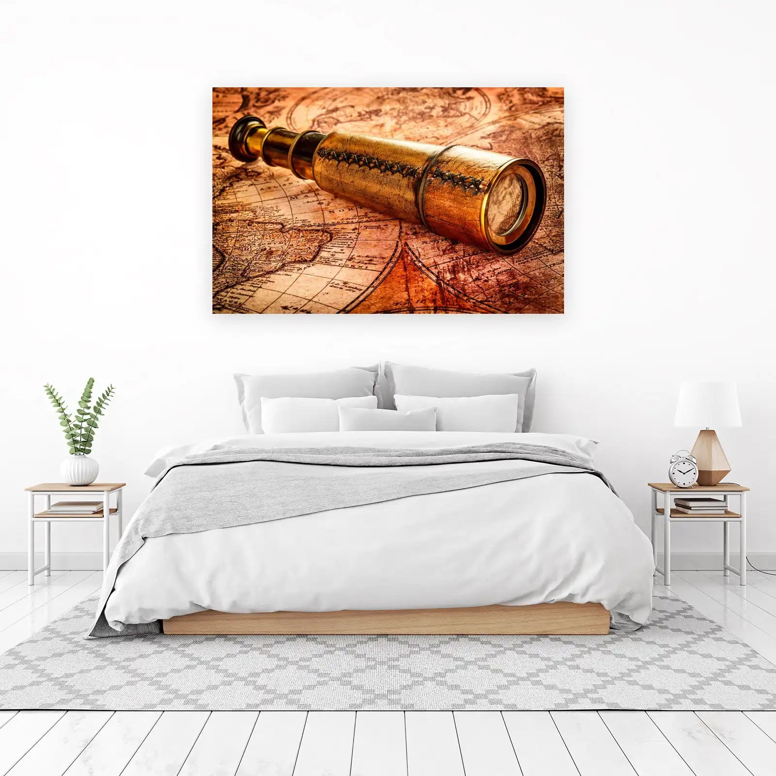 Antique Spyglass Adventure Map Wall Art
