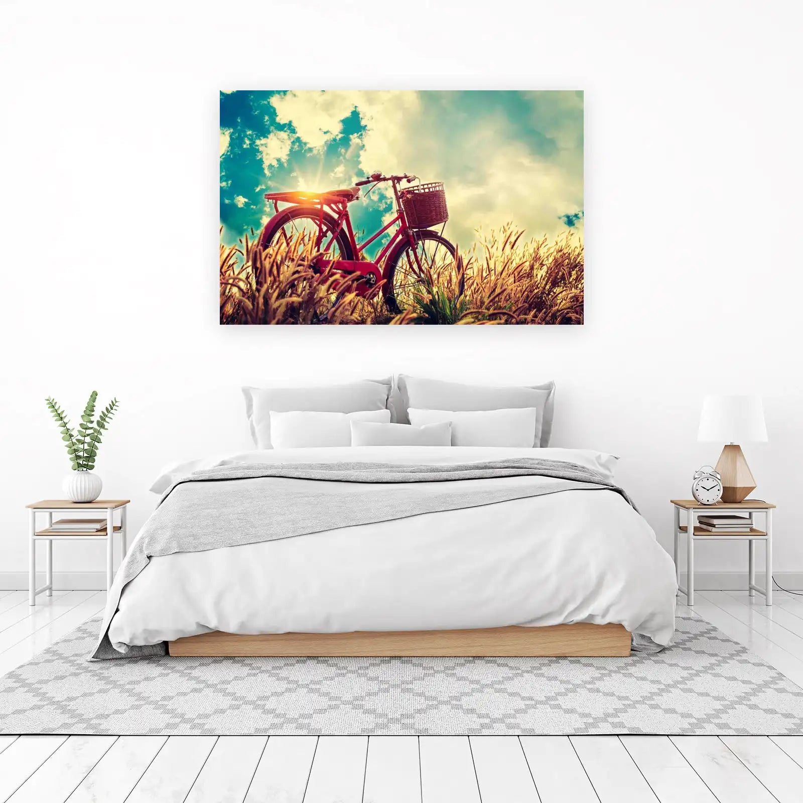 Vintage Bicycle Field Landscape Wall Art