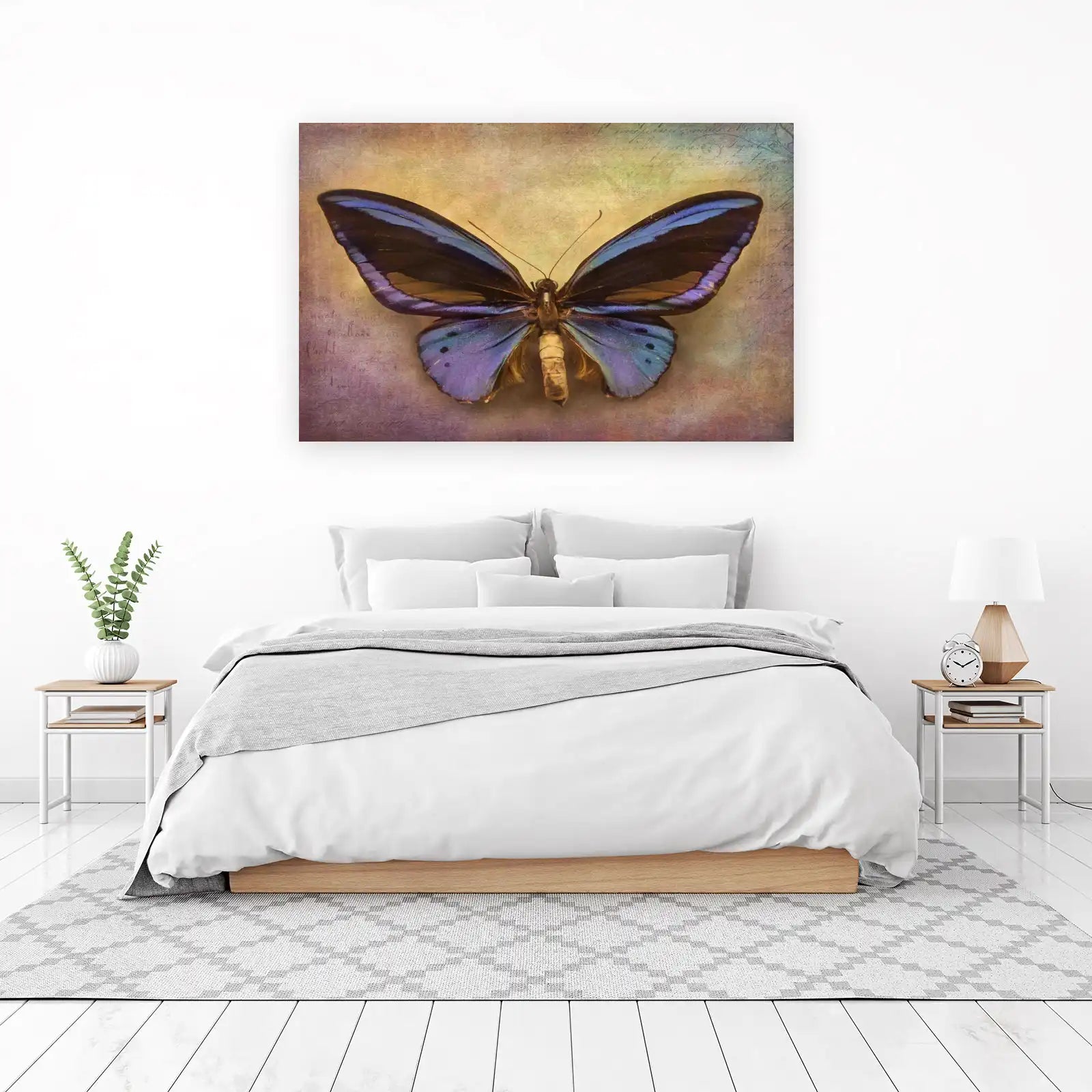 Vintage Blue Butterfly Nature Wall Art