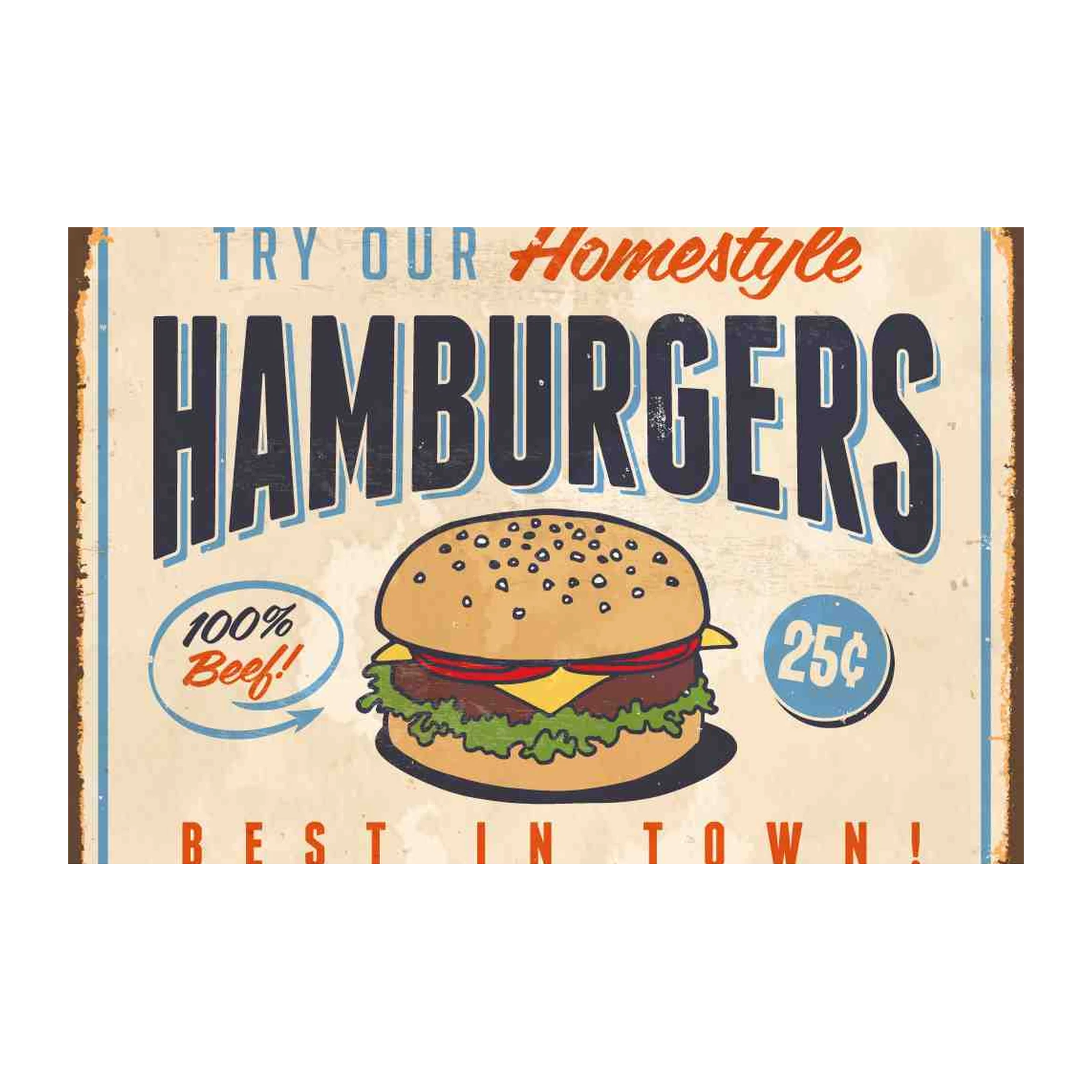 Vintage Homestyle Hamburger Wall Art