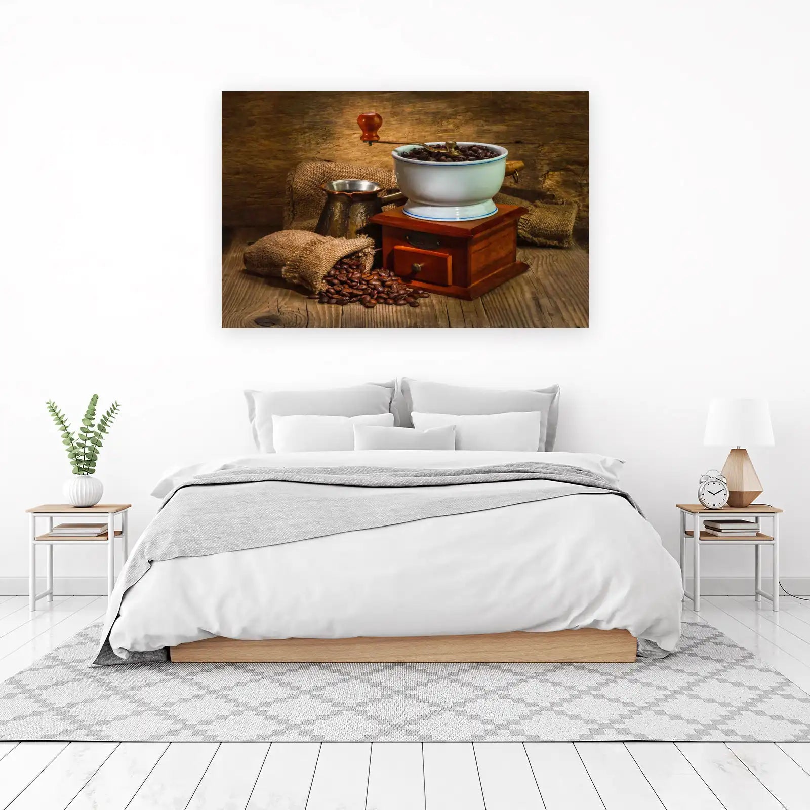 Rustic Coffee Grinder & Beans Wall Art