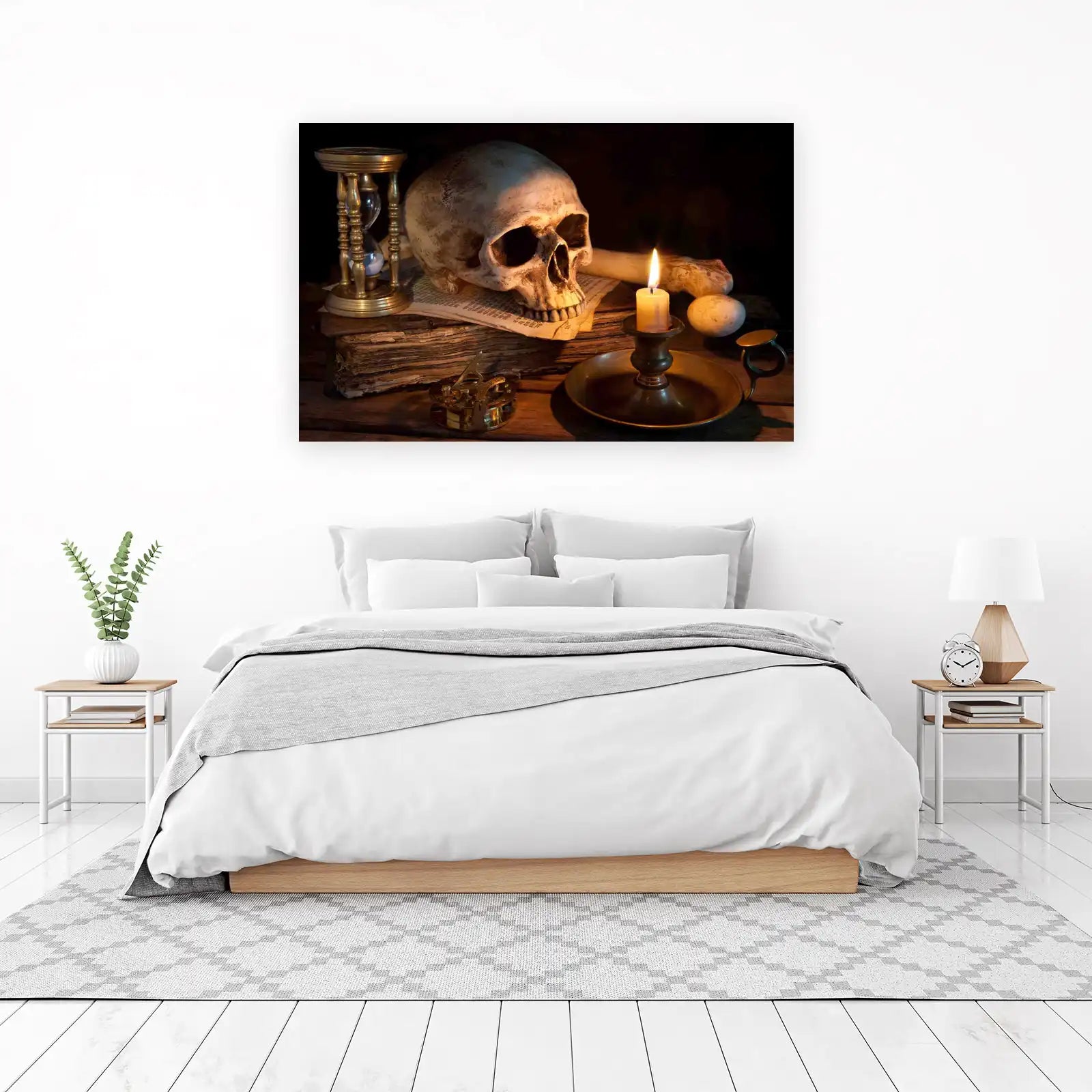 Gothic Skull & Alchemy Hourglass Wall Art